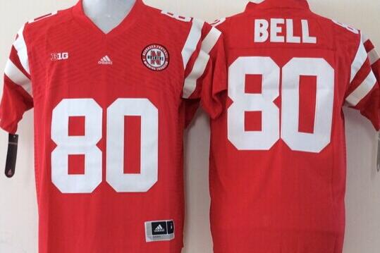 Men Nebraska Huskers #80 Bell Red NCAA jerseys